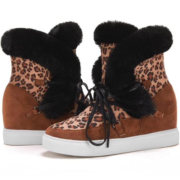 Leopard Snow Boots/Sneakers - Picture 1 of 7